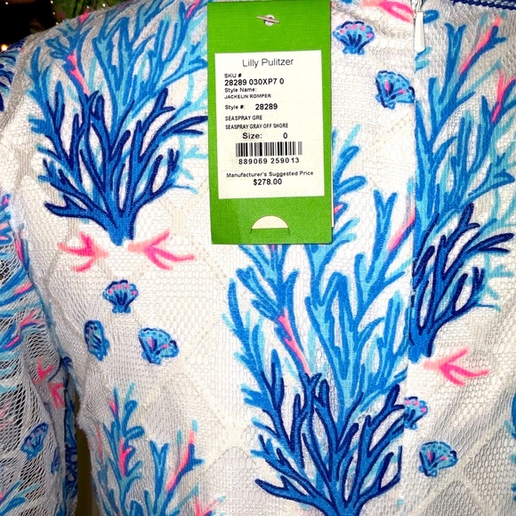 Lilly Pulitzer NWT Jackelin Romper Seaspray Off Shore Gorgeous Size 00,0 - Picture 9 of 13